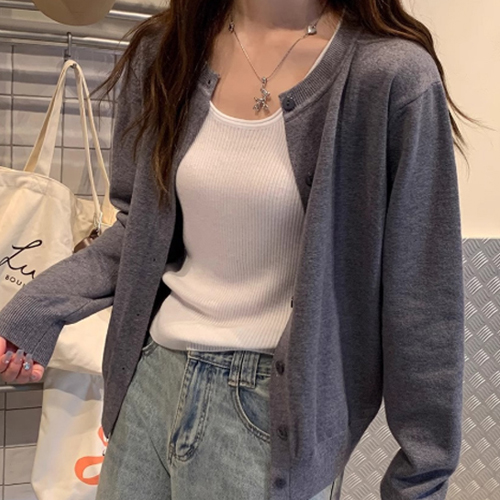 DHH-E87  여성 클래식 라운드넥 심플 가디건
