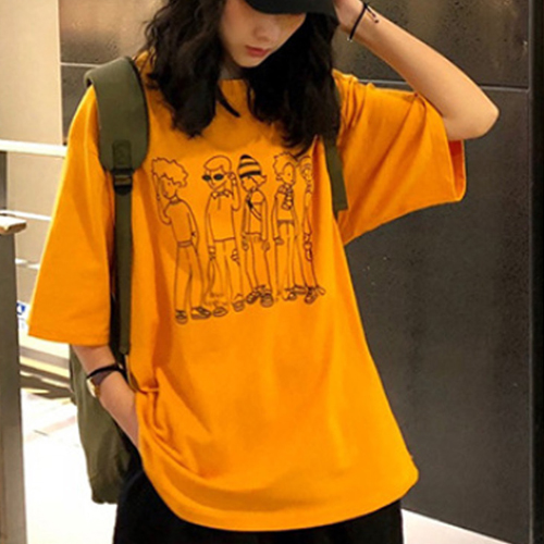 SSH-209  여름 3컬러 캐릭터 라인 스트릿 심플 반팔티 
